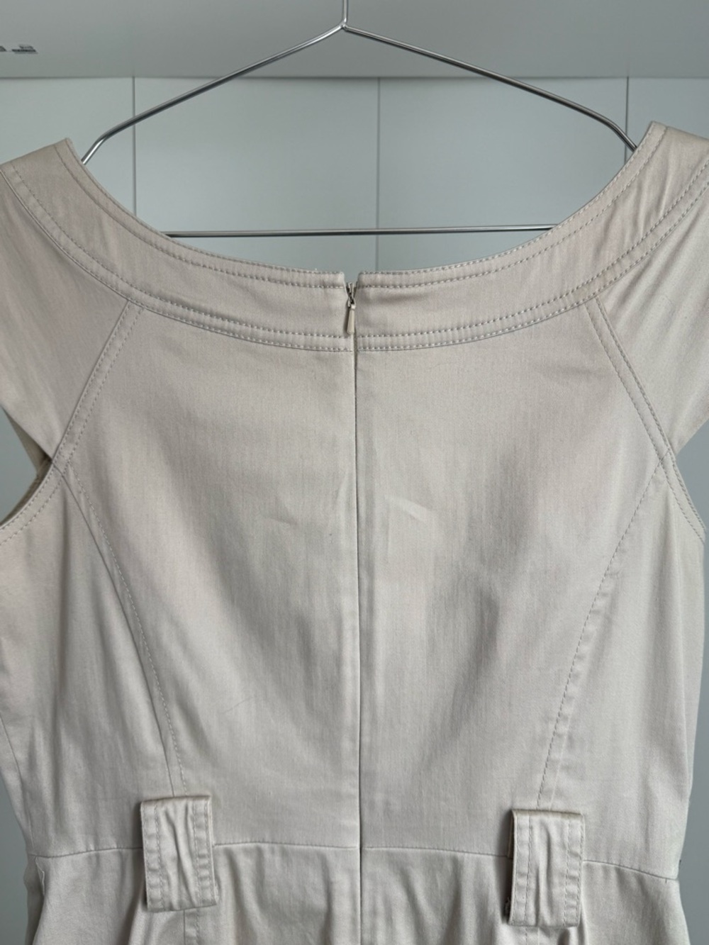 WHBM Tan Safari Sheath Dress Size 6 Cap Sleeve Belted Career Office - Picture 11 of 12